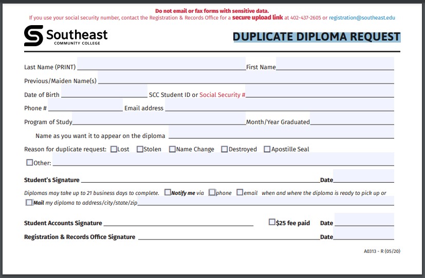 Duplicate Diploma Request